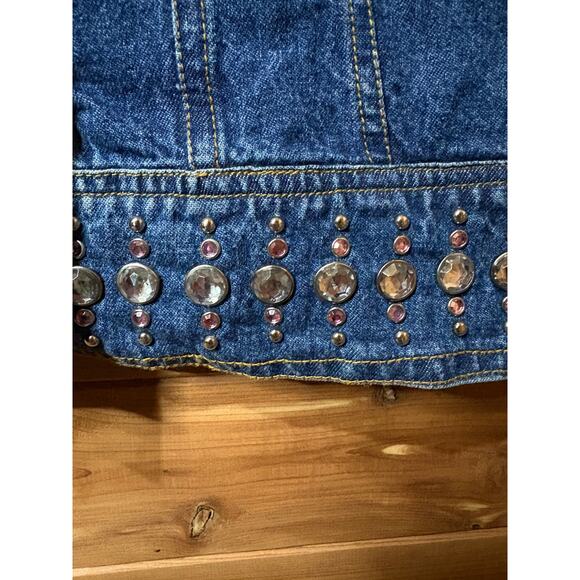 Vtg Gordon & James Signature 90s Y2K Denim Studded Vest Rhinestone Vintage L - Picture 7 of 10